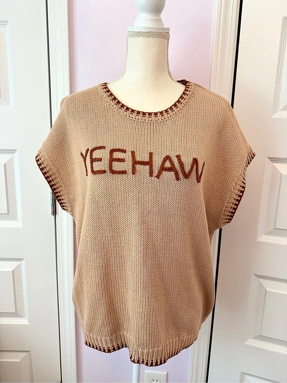 Rockin' C Cavenders Western Knit Crew Neck Sweater Vest i